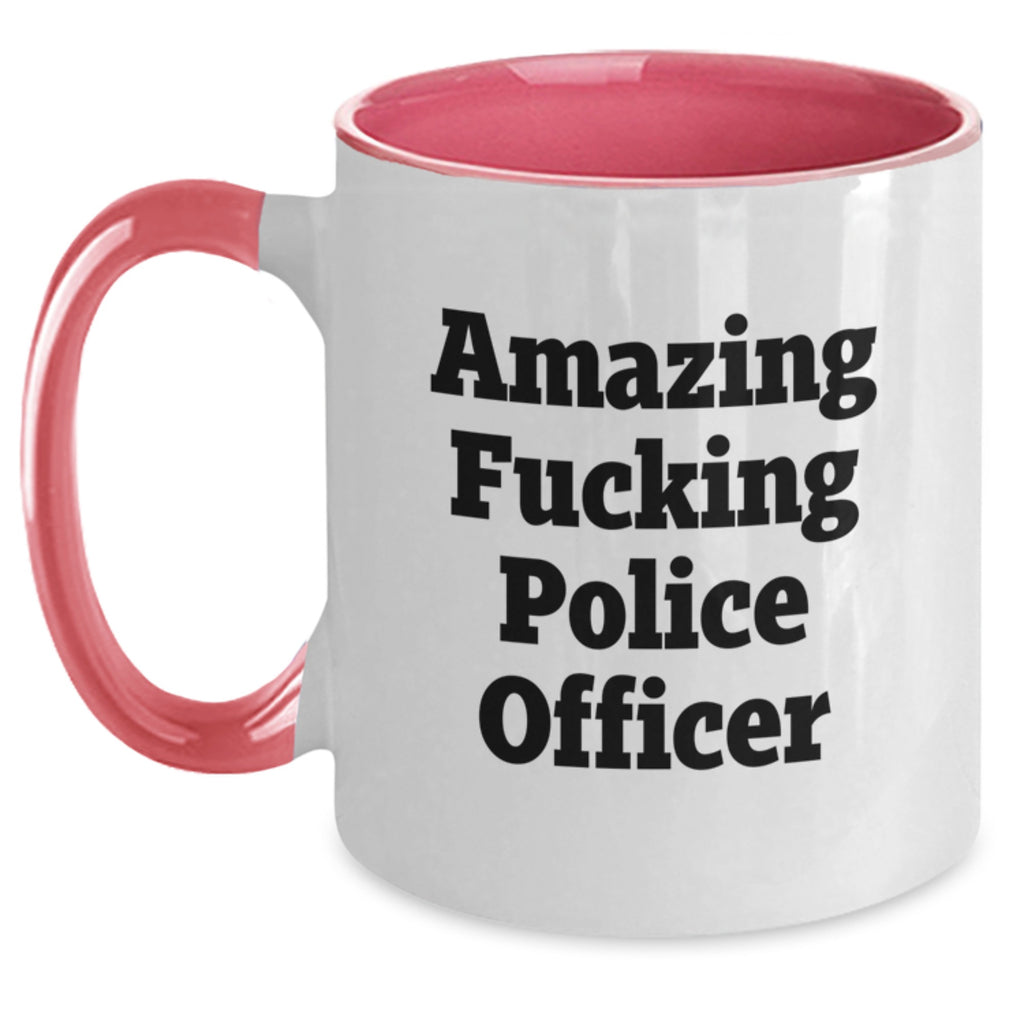 Police Officer Gifts, Funny Quote Mug, Gifts from Men to Police Officer Friends, Two Tone Coffee Mug for Birthday - Main