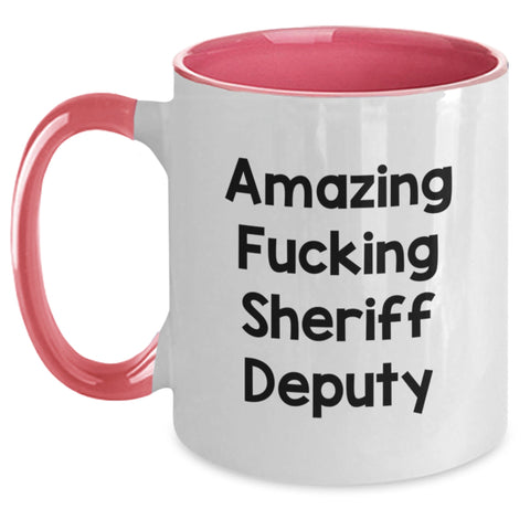 Image of Funny Sheriff Deputy Gifts, Amazing Gifts from Friends for Sheriff Deputy, Two Tone Coffee Mug for Graduation Unique Gifts - Main