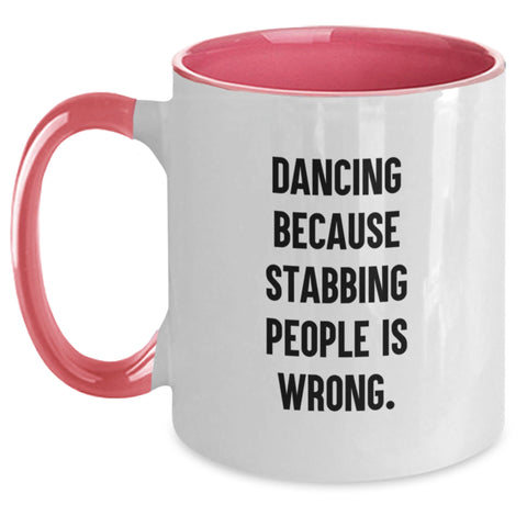 Image of Funny Dancing Quote Gifts from Friends for Graduation Unique Two Tone Coffee Mugs with Dancing Motivation - Red and White, Black and White, Navy and White, Pink and White - Main