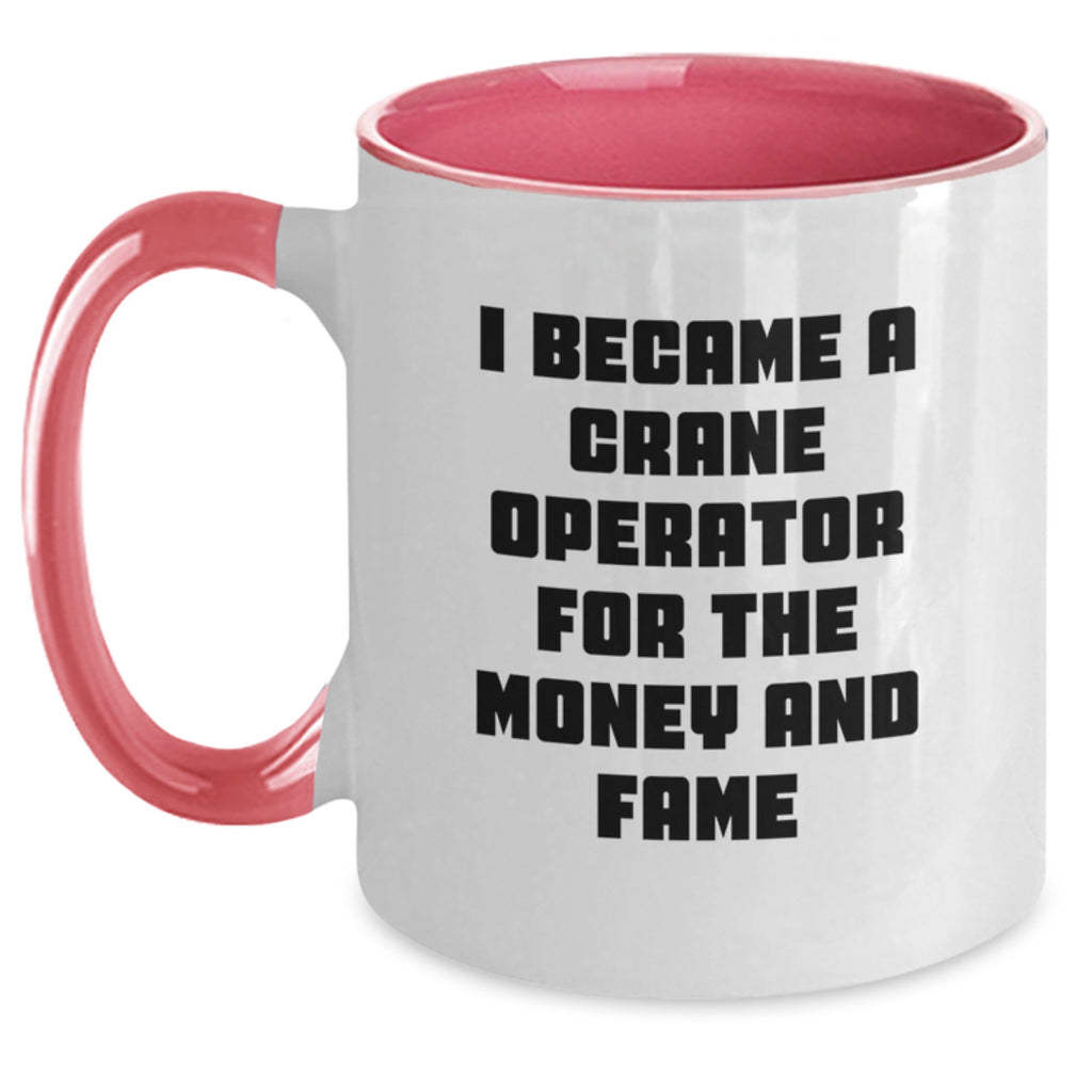 Funny Crane Operator Gifts for Men from Friends and Family, Unique Two Tone Coffee Mug for Crane Operator Graduation Unique Gifts - Main