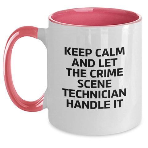 Image of Funny Crime Scene Technician Gifts for Men, Women, Coworkers, and Friends - Keep Calm And Let The Crime Scene Technician Handle It Two Tone Coffee Mug - Main
