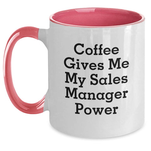 Image of Sales Manager Gifts from Friends - Funny Two Tone Coffee Mug 'Coffee Gives Me My Sales Manager Power', Birthday Unique Gifts for Sales Manager, Men, Women, Coworkers, Family - Main