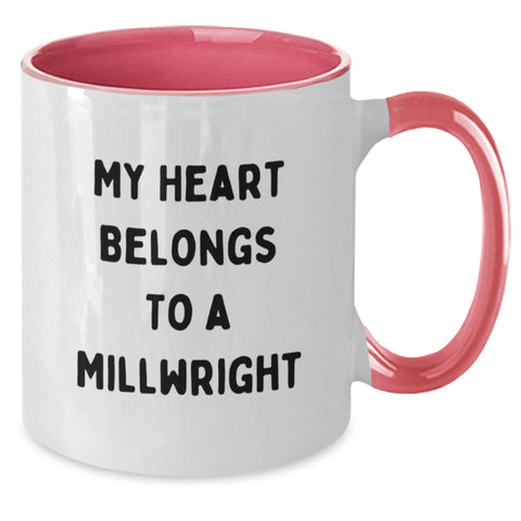 Image of Funny Millwright Gifts from Men to Millwright on Valentine's - Two Tone Coffee Mug - My Heart Belongs To A Millwright - Additional