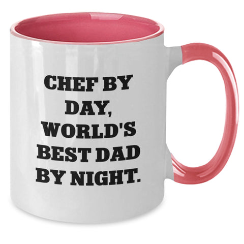 Image of Funny Chef Two Tone Coffee Mug Gifts from Men to World's Best Dad By Night - Perfect Valentine's Unique Gifts - Additional