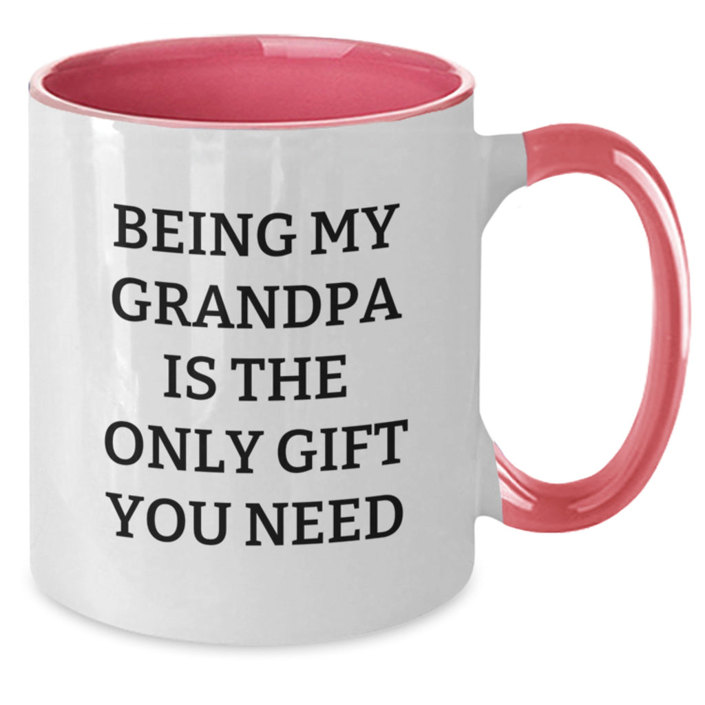 Gifts from Family for Grandpa - Being My Grandpa Is The Only Gift You Need, Funny Two Tone Coffee Mug for Him, Christmas Unique Present - Additional