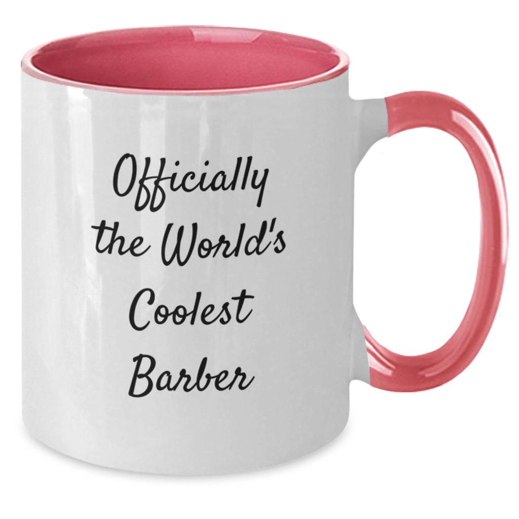 Funny Gifts from Men to Barbers, Officially The World's Coolest Barber Two Tone Coffee Mugs, Unique Christmas Ideas for Barber Friends and Family - Additional