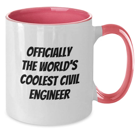 Image of Funny Civil Engineer Gifts, Two Tone Coffee Mug for Civil Engineer Mom, Officially The World's Coolest Civil Engineer, Gifts from Family for Mother's Day - Additional