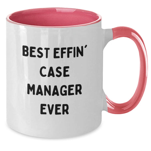 Image of Funny Case Manager Gifts from Friends - Best Effin' Case Manager Ever Two Tone Coffee Mug, Birthday Unique Present for Case Manager - Additional