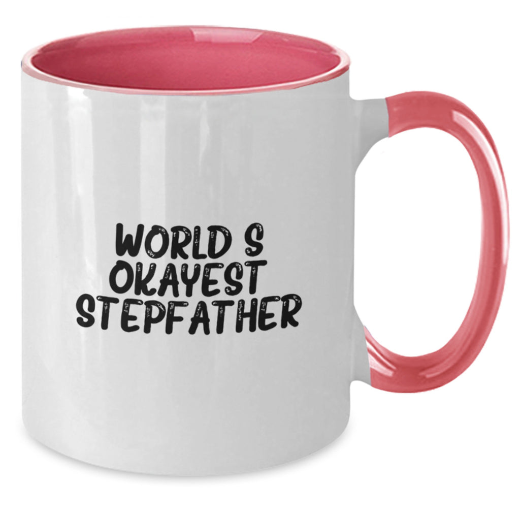 Funny World's Okayest Stepfather Gifts for Birthday, Two Tone Coffee Mug for Men, Gifts from Family, Unique Stepfather Birthday Unique Gifts - Additional