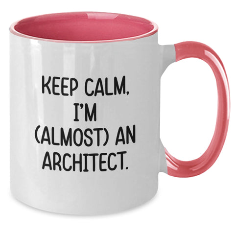 Image of Funny Keep Calm Gifts from Men to the Architect, Unique Two Tone Coffee Mug - Black and White, Red and White, Navy and White, Pink and White - Additional
