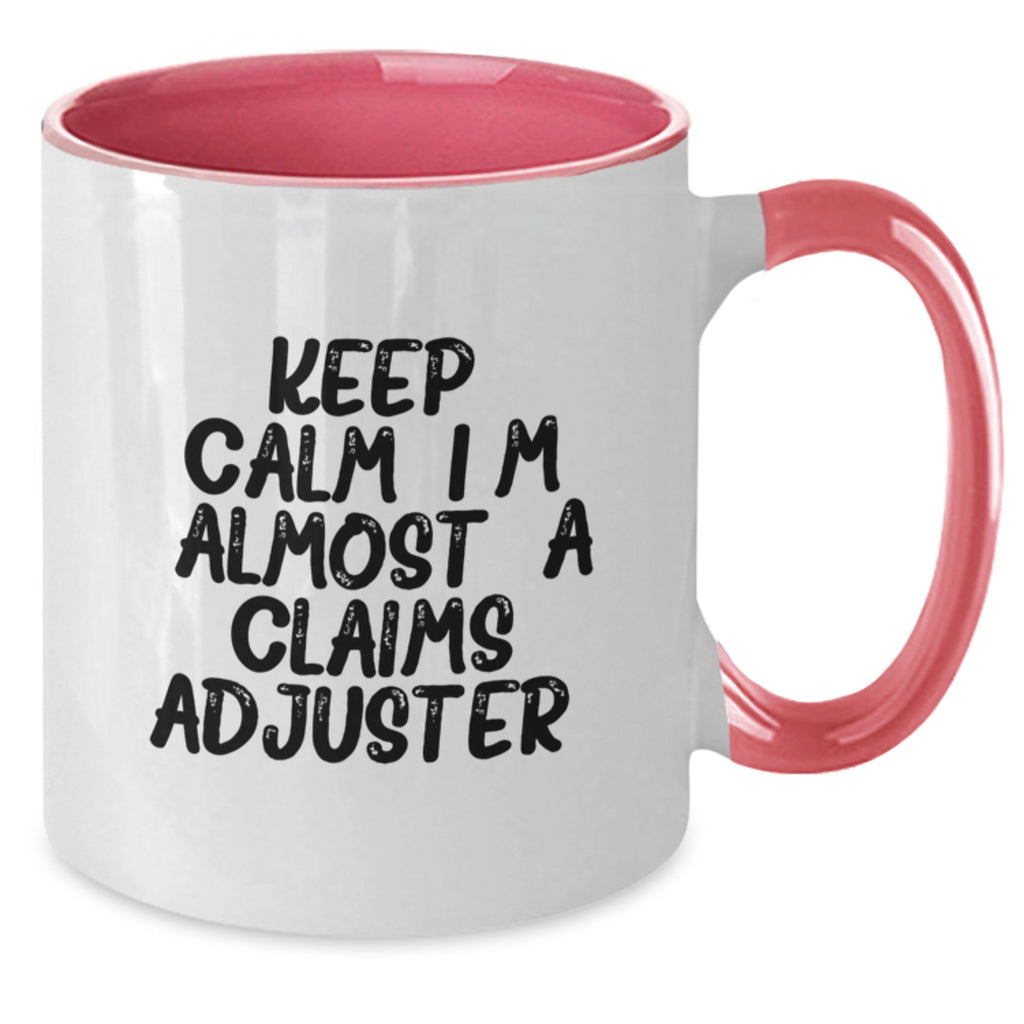 Funny Claims Adjuster Gifts for Men, 'Keep Calm, I'm (almost) A Claims Adjuster' Two Tone Coffee Mug, Perfect for Claims Adjuster Dad on Father's Day - Additional