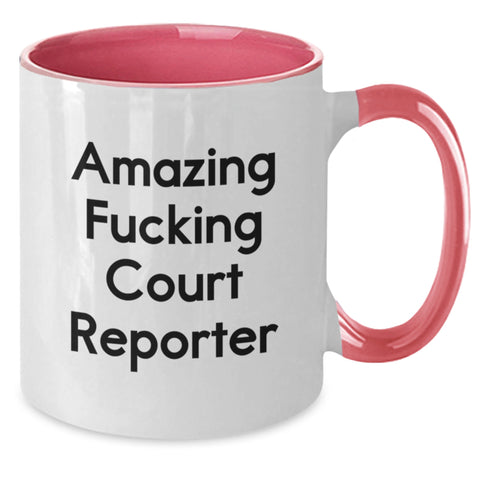 Image of Funny Court Reporter Gifts from Friends, Court Reporters, Men and Women, Two Tone Coffee Mug for Court Reporter, Amazing 'F--king Court Reporter' Quote, Unique Graduation Gifts - Additional