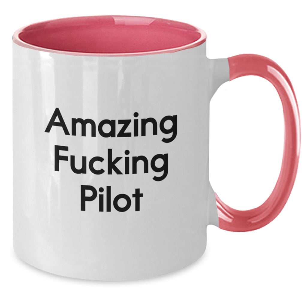 Funny Pilot Gifts for Him from Friends, Unique Two Tone Coffee Mug with Amazing F--king Pilot Quote, Perfect for Graduation - Additional