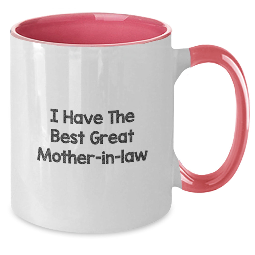 Funny Mom-in-law Gifts from Friends for Graduation Celebration - Two Tone Coffee Mug, 'I Have The Best Great Mom-in-law' - Additional