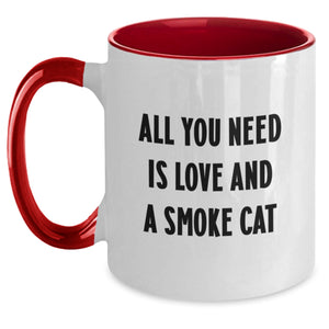 Gifts from Friends and Family - Smoke Cat Two Tone Coffee Mugs - Cute, Funny, Inspirational Quote - Christmas Unique Mugs for Smoke Cat Lovers - Two Tone Ceramic Mugs - 11oz Capacity