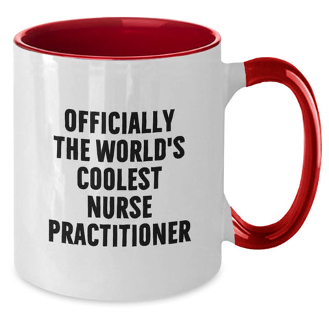 Image of Unique Gifts for Nurse Practitioner - Funny Two Tone Coffee Mug, Officially The World's Coolest NP - Additional