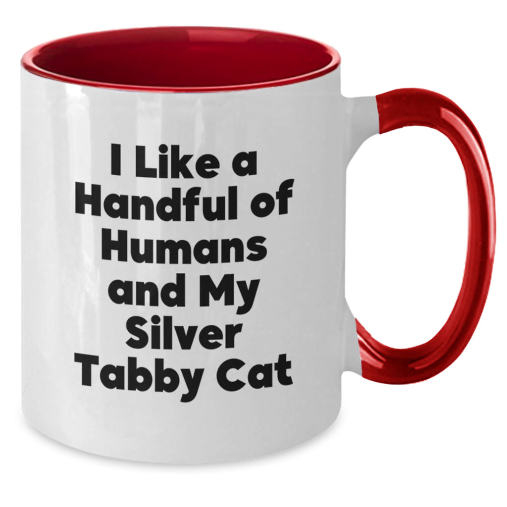 Funny Silver Tabby Cat Two Tone Coffee Mugs Gifts from Friends to Family for Graduation Unique Presents - Additional