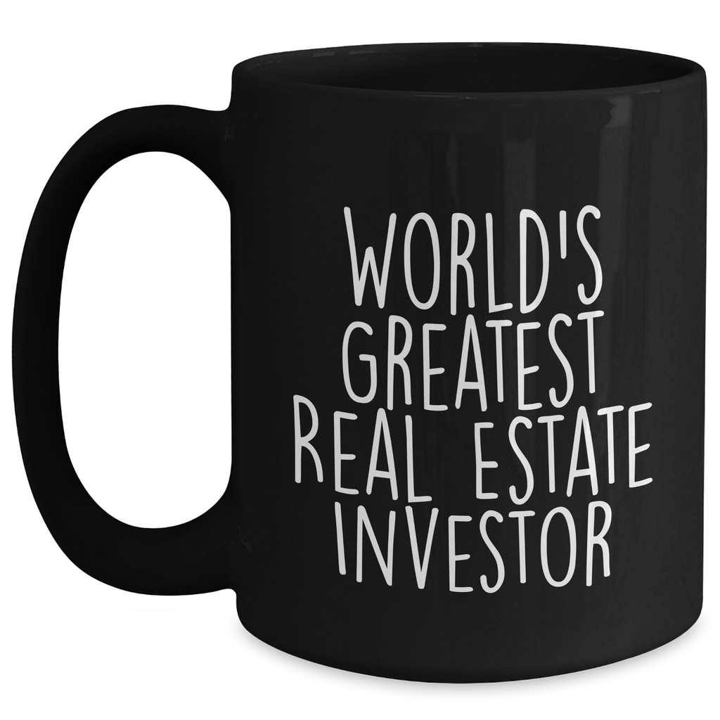 Gifts from Family, Unique Real Estate Investor Black Coffee Mug for Men, Funny Quote, Father's Day Unique Gifts - Main
