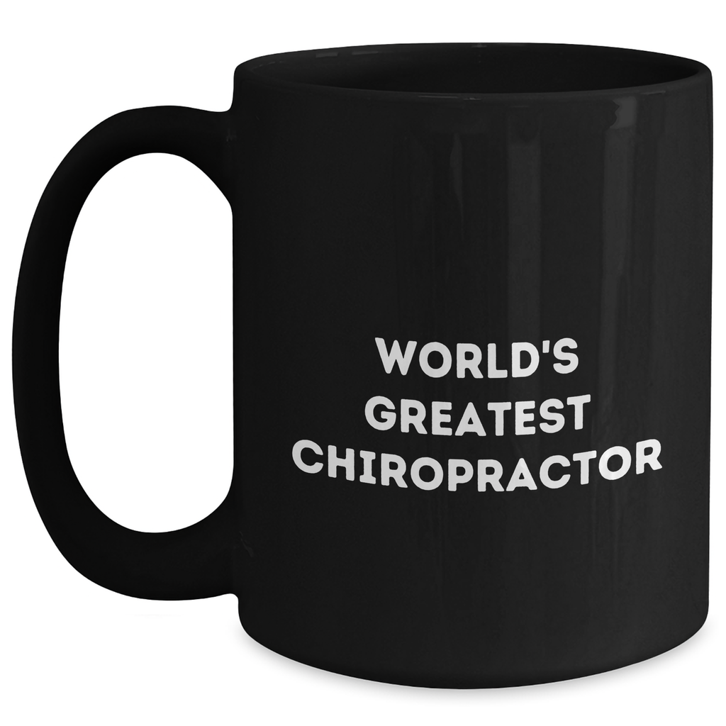Funny Chiropractor Gifts from Mom, Unique World's Greatest Chiropractor Black Coffee Mug, Chiropractor Champs, Mother's Day Unique Gifts for Chiropractor - Main