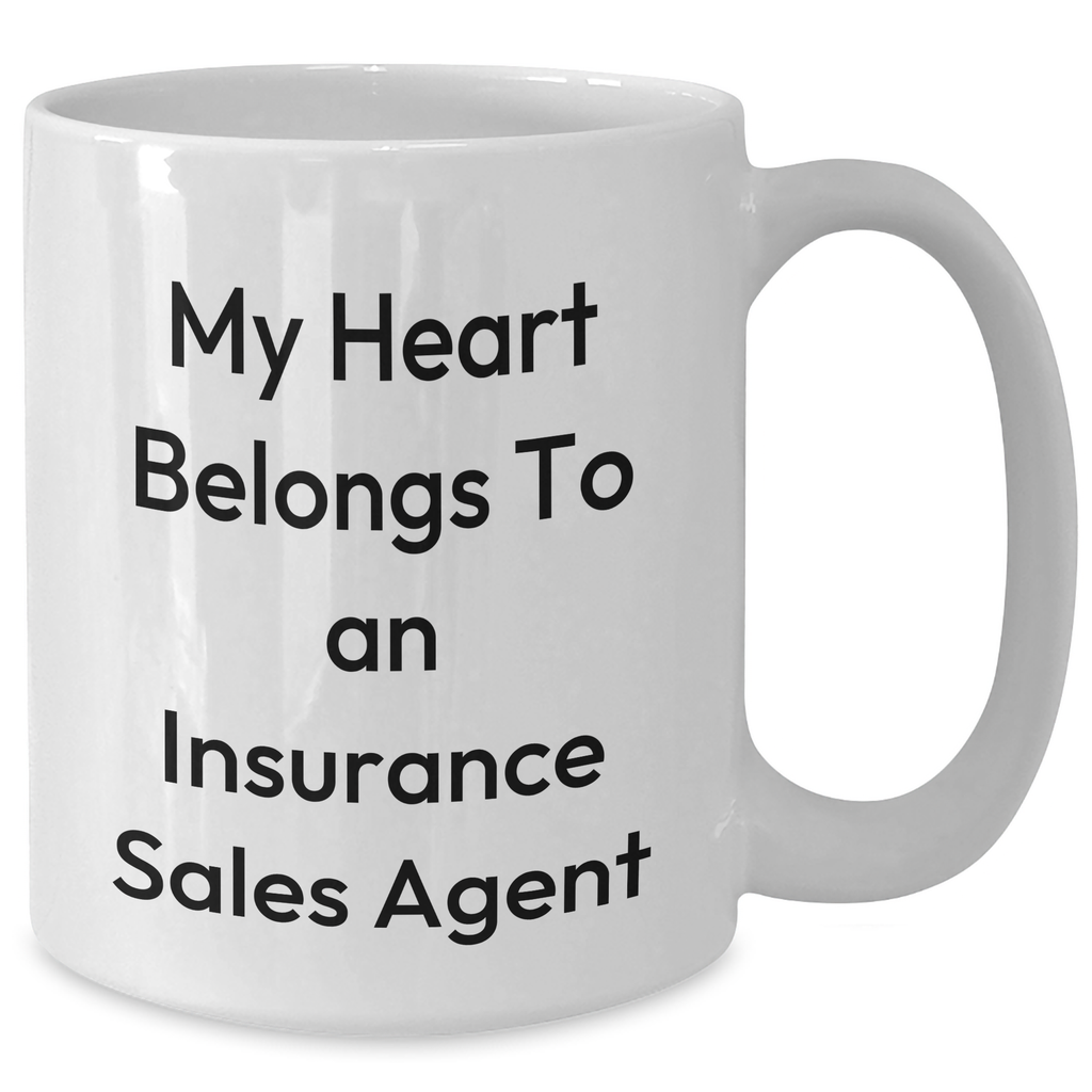 Funny Insurance Sales Agent Gifts: White Coffee Mug, 'My Heart Belongs To An Insurance Sales Agent', Perfect Fathers Day Present for Him from Family, Friends or Coworkers - Additional