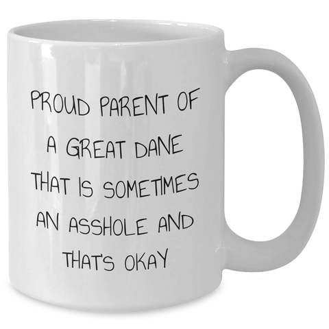Image of Funny Great Dane Dog Gifts for Men - Proud Parent White Coffee Mug, White, 11oz or 15oz, Father's Day Unique Gifts from Family - Additional