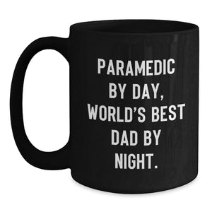Rescue Worker Gifts from Men to World's Best Dad - Black Coffee Mug - Valentine's Unique Gifts