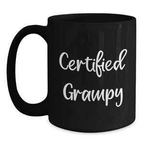 Funny Grampy Gifts, Black Coffee Mug for Birthday, 'Certified Grampy' Quote, Gifts from Men, Women, Friends, Coworkers, Family