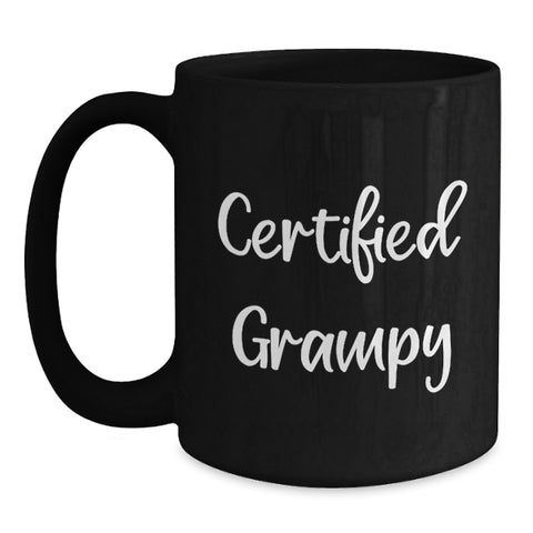 Image of Funny Grampy Gifts, Black Coffee Mug for Birthday, 'Certified Grampy' Quote, Gifts from Men, Women, Friends, Coworkers, Family - Main