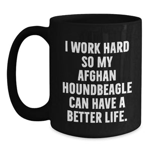 Funny Afghan Hound Dog Lover Black Coffee Mug Gifts from Friends for Valentine's
