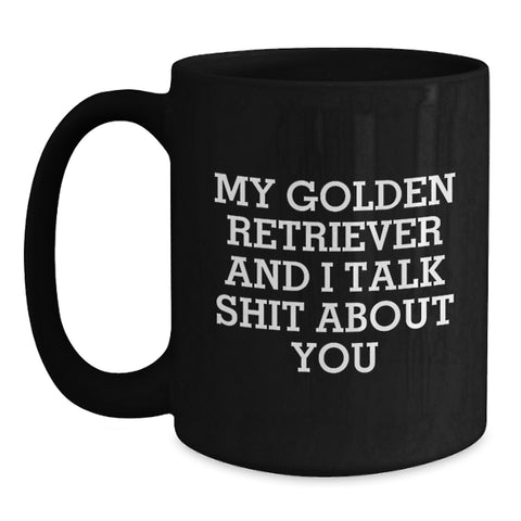 Image of Funny Golden Retriever Dog Black Coffee Mug Gifts from Family to Friends and Coworkers for Graduation - Main