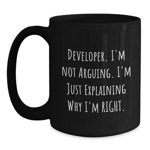 Funny Developer Quote Gifts from Friends to Coworkers - Birthday Unique Gifts for Men, Women, and Family - Black Coffee Mug