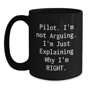 Funny Pilot Gifts for Christmas from Men to Their Friends, Pilot Black Coffee Mug