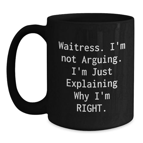 Image of Funny Waitress Gifts from Friends and Family Black Coffee Mug for Christmas Unique Presents - Main