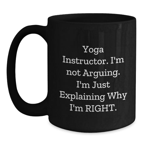 Image of Funny Yoga Instructor Gifts from Men to Friends, Black Coffee Mug - Inspirational Quote, Christmas Unique Presents - Main