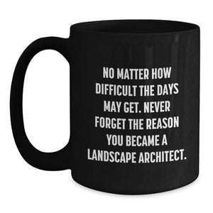 Christmas Unique Gifts for Landscape Architects, Funny Inspirational Quote Black Coffee Mug, Gift from Friends, Family, or Coworkers