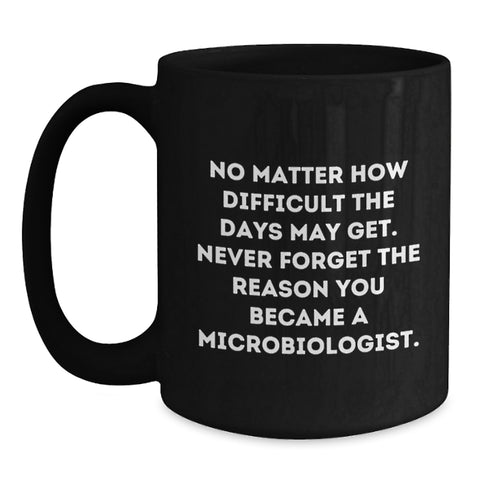 Image of Funny Christmas Unique Gifts for Microbiologists Men, Black Coffee Mug, Never Forget the Reason You Became a Microbiologist - Main