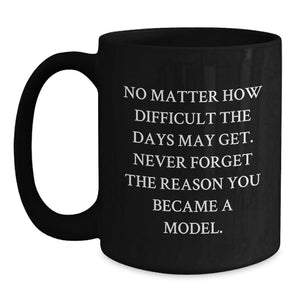 Funny Inspirational Model Gifts from Friends and Family for Birthday - Model Black Coffee Mug, Never Forget The Reason You Became A Model.
