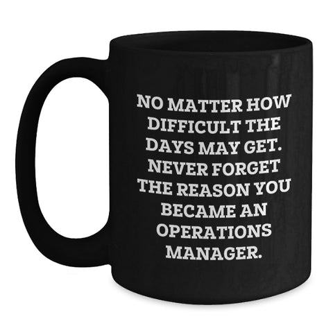 Image of Funny Operations Manager Gifts for Men - Gifts from Family - Black Coffee Mug with Inspirational Quote - Mother's Day Unique Gifts for Operations Manager - Never Forget the Reason - Main