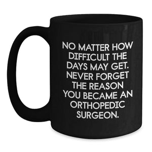 Funny Orthopedic Surgeon Gifts from Family - Unique Black Coffee Mugs for Christmas - Never Forget The Reason You Became An Orthopedic Surgeon.