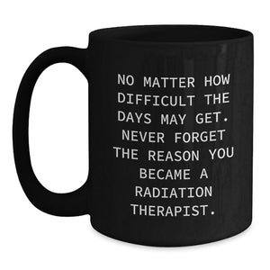 Funny Inspirational Gifts for Radiation Therapist Men, Christmas Unique Gifts from Family Friends, Black Coffee Mug Quote Never Forget