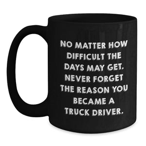 Inspirational Christmas Unique Gifts from Friends for Truck Driver Black Coffee Mugs - Never Forget The Reason