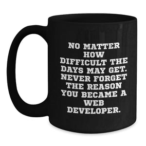 Funny Web Developer Christmas Unique Gifts from Friends - Never Forget Quote Black Coffee Mug