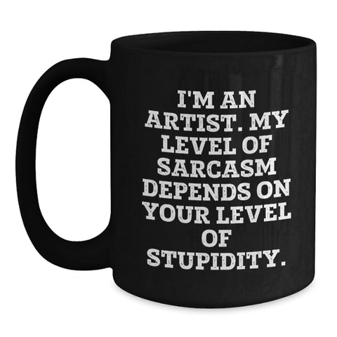 Image of Artist Gifts from Friends, Funny Artist Black Coffee Mug, Christmas Unique Presents for Artist Men - Main