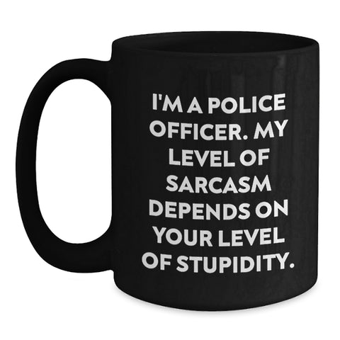 Image of Funny Police Officer Black Coffee Mugs for Men Gifts from Friends and Coworkers - Unique Christmas Unique Gifts for Police Officer Men - Main