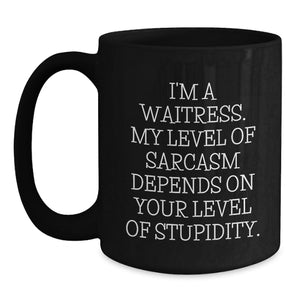 Funny Waitress Gifts from Friends, Unique Black Coffee Mugs for Waitresses, Christmas Unique Gifts