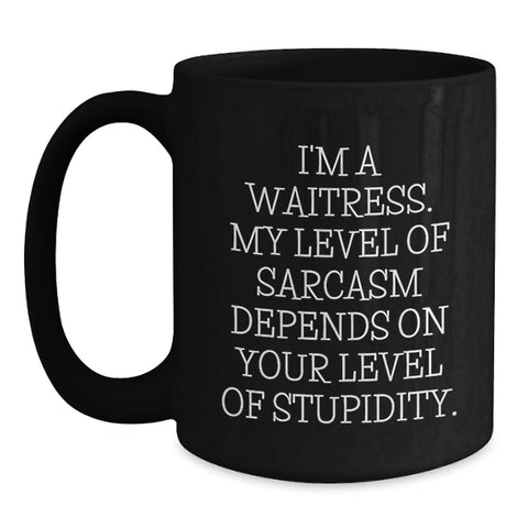 Image of Funny Waitress Gifts from Friends, Unique Black Coffee Mugs for Waitresses, Christmas Unique Gifts - Main