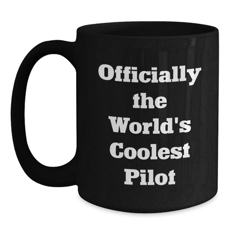 Image of Funny Pilot Gifts from Friends for Men - World's Coolest Pilot Black Coffee Mug, Christmas Unique - Main