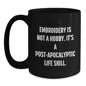 Funny Embroidery Gifts for Embroidery Lovers Black Coffee Mug Birthday Unique Gifts from Friends