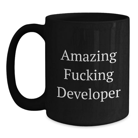 Image of Funny Developer Gifts from Friends - Awesome Black Coffee Mug for Developer - Graduation Unique Gifts for Men - Main
