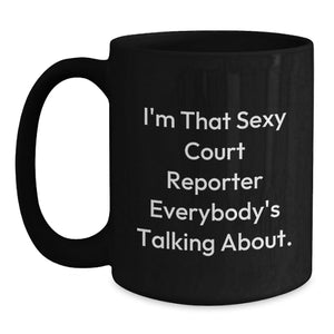 Funny Court Reporter Gifts for Court Reporters, Black Coffee Mug, Perfect Graduation Unique Gifts from Friends to Court Reporters